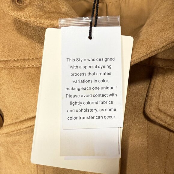 INDUSTRY Camel Women's Faux Suede Puff Sleeve Jacket NWT L - Picture 3 of 11
